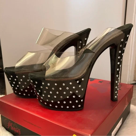 Pleaser Stardust Black Rhinestone Platform heels. - Picture 2 of 14